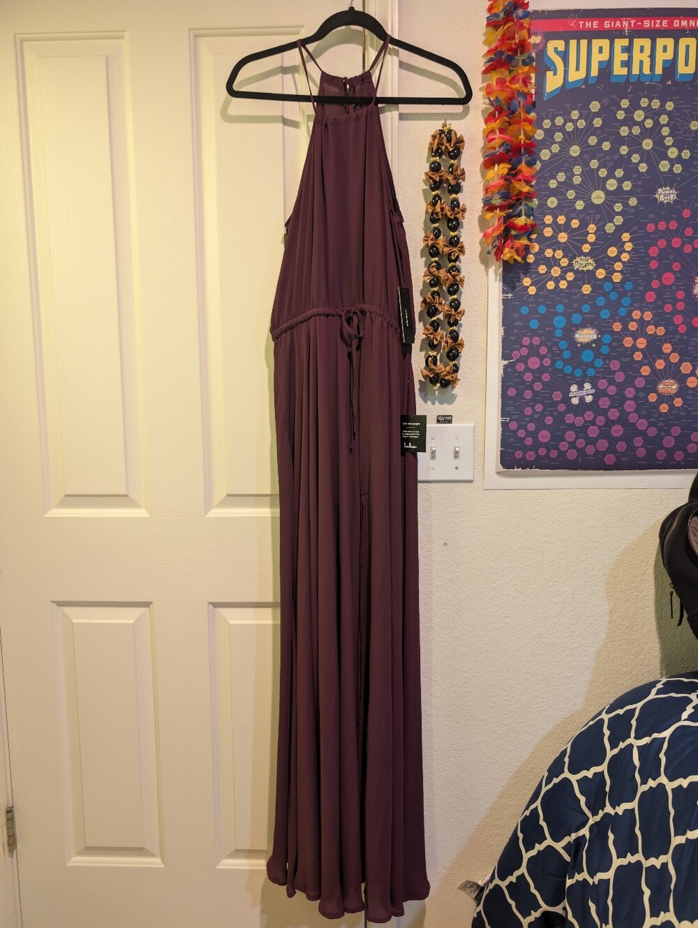 💘👑✨ Lulu's Plum Halter Maxi Gown with Side Slit And Tie Waist - Picture 5 of 9